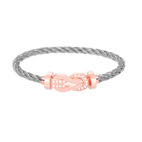 [Clover Jewelry]CHANCE LARGE 8 FIGURE BUCKLE HALF DIAMOND BRACELET ROSE GOLD