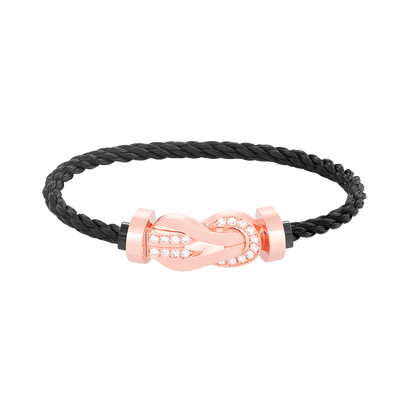 [Clover Jewelry]CHANCE LARGE 8 FIGURE BUCKLE HALF DIAMOND BRACELET ROSE GOLD