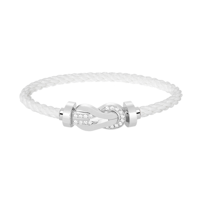 [Clover Jewelry]CHANCE LARGE 8 FIGURE BUCKLE HALF DIAMOND BRACELET SILVER