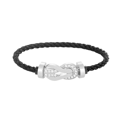 [Clover Jewelry]CHANCE LARGE 8 FIGURE BUCKLE HALF DIAMOND BRACELET SILVER