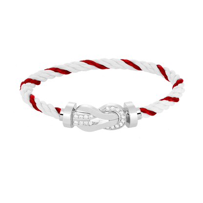 [Clover Jewelry]CHANCE LARGE 8 FIGURE BUCKLE HALF DIAMOND BRACELET SILVER
