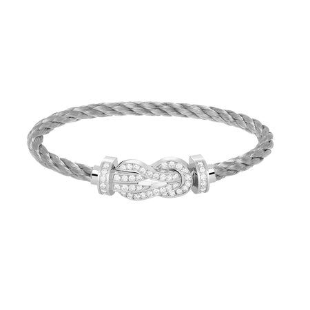 [Clover Jewelry]CHANCE LARGE 8 FIGURE BUCKLE FULL DIAMOND BRACELET SILVER
