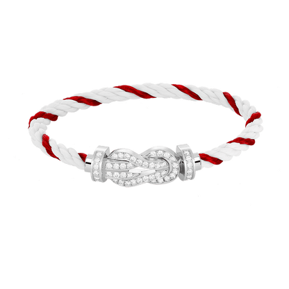 [Clover Jewelry]CHANCE LARGE 8 FIGURE BUCKLE FULL DIAMOND BRACELET SILVER