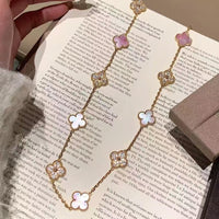 [CLOVER JEWELRY]CLOVER 20 MOTIFS DIAMOND PINK MOP NECKLACE