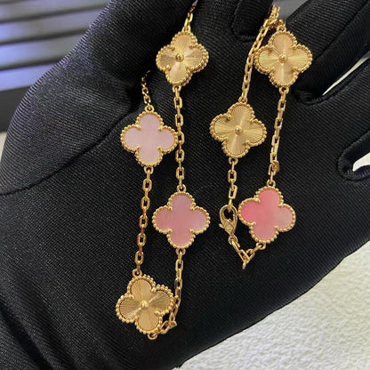 [CLOVER JEWELRY]CLOVER 10 MOTIFS  LASER PINK MOP NECKLACE