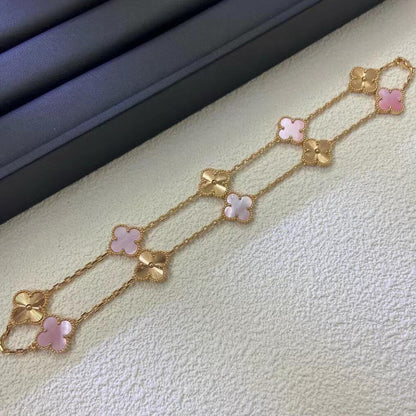 [CLOVER JEWELRY]CLOVER 10 MOTIFS  LASER PINK MOP NECKLACE