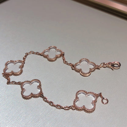 [Clover Jewelry]CLOVER 5 MOTIF ROCK CRYSTAL BRACELET