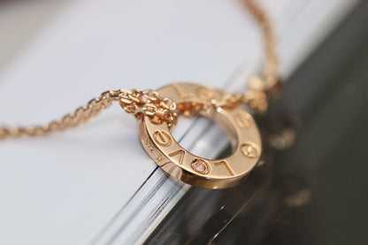 [Clover Jewelry]LOVE NECKLACE ADJUSTABLE ROSE GOLD 2 DIAMOND