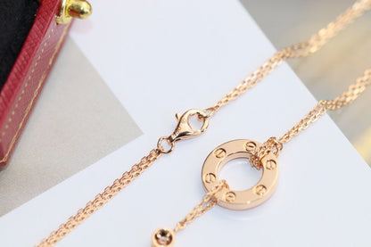 [Clover Jewelry]LOVE NECKLACE ADJUSTABLE ROSE GOLD 2 DIAMOND