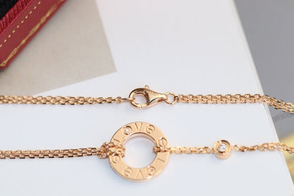 [Clover Jewelry]LOVE NECKLACE ADJUSTABLE ROSE GOLD 2 DIAMOND