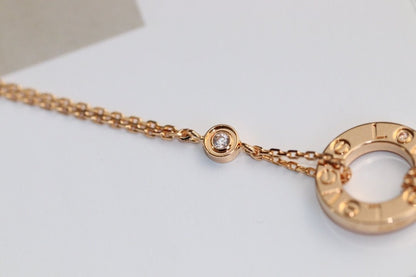 [Clover Jewelry]LOVE NECKLACE ADJUSTABLE ROSE GOLD 2 DIAMOND
