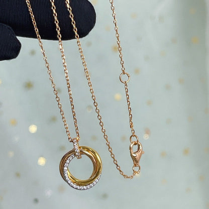 [Clover Jewelry]TRINITY NECKLACE SILVER GOLD PINK GOLD DIAMONDS