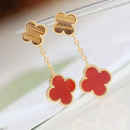 [CLOVER JEWELRY]CLOVER  2 MOTIF  TIGER EYE CARNELIAN EARRINGS