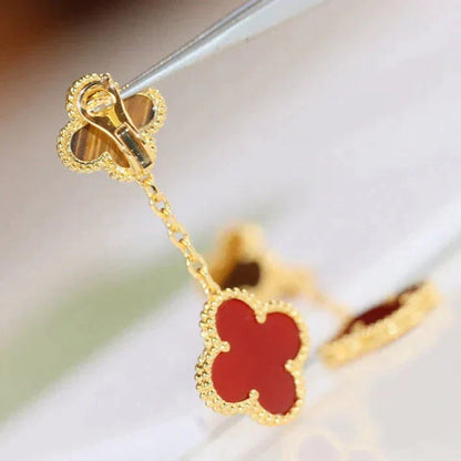 [CLOVER JEWELRY]CLOVER  2 MOTIF  TIGER EYE CARNELIAN EARRINGS