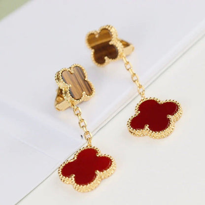 [CLOVER JEWELRY]CLOVER  2 MOTIF  TIGER EYE CARNELIAN EARRINGS