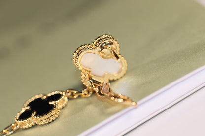 [CLOVER JEWELRY]CLOVER EARRINGS GOLD ONYX MOP 3 MOTIF