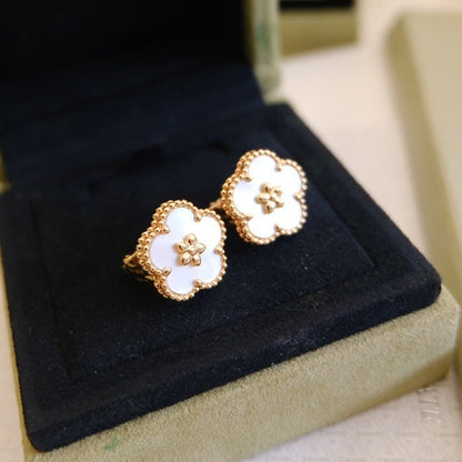 [CLOVER JEWELRY]LUCKY PINK GOLD WHITE MOP EARRINGS