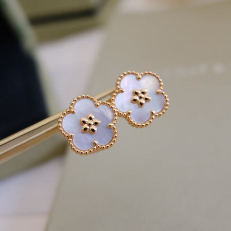 [CLOVER JEWELRY]LUCKY PINK GOLD WHITE MOP EARRINGS