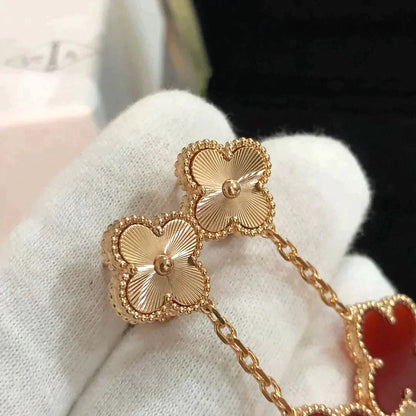 [CLOVER JEWELRY]CLOVER 2 MOTIF  LASER CARNELIAN EARRINGS