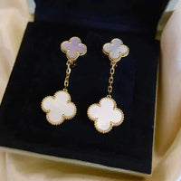 [CLOVER JEWELRY]CLOVER 2 MOTIF WHITE MOP EARRINGS