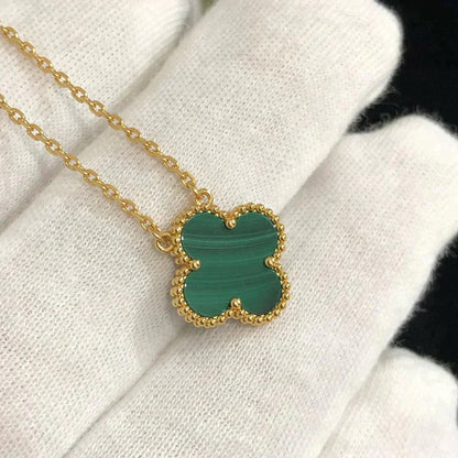 [Clover Jewelry]CLOVER 15MM MALACHITE SINGLE FLOWER  NECKLACE
