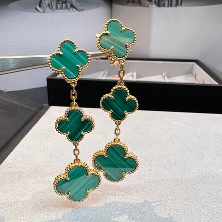 [CLOVER JEWELRY]CLOVER MALACHITE 3 MOTIFS GOLD