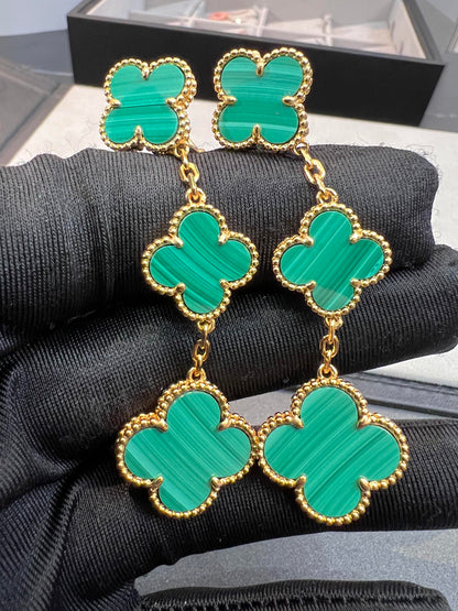 [CLOVER JEWELRY]CLOVER MALACHITE 3 MOTIFS GOLD