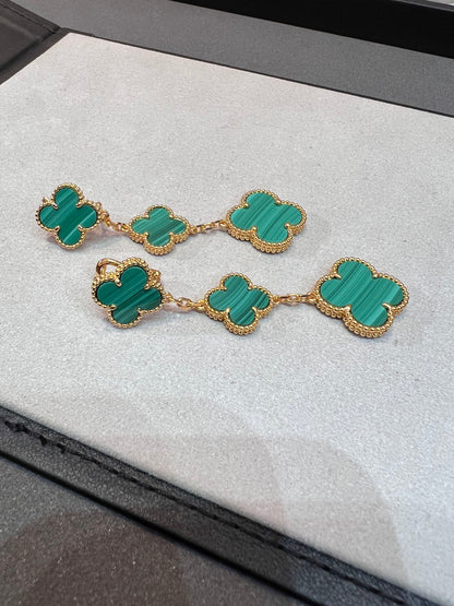 [CLOVER JEWELRY]CLOVER MALACHITE 3 MOTIFS GOLD