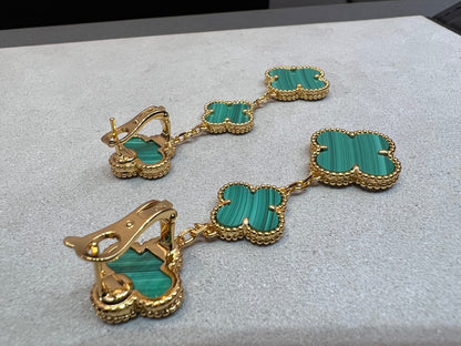 [CLOVER JEWELRY]CLOVER MALACHITE 3 MOTIFS GOLD