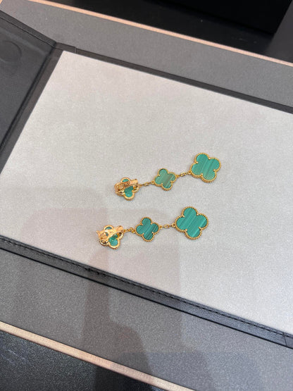 [CLOVER JEWELRY]CLOVER MALACHITE 3 MOTIFS GOLD