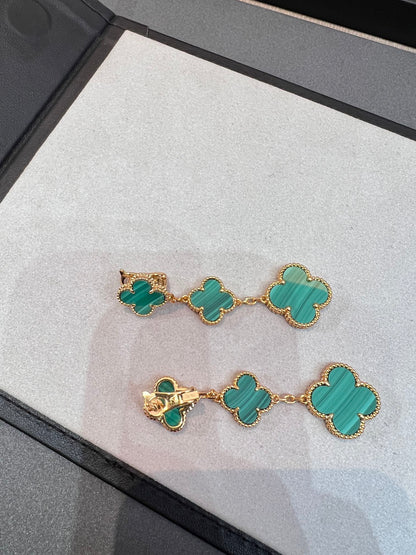 [CLOVER JEWELRY]CLOVER MALACHITE 3 MOTIFS GOLD
