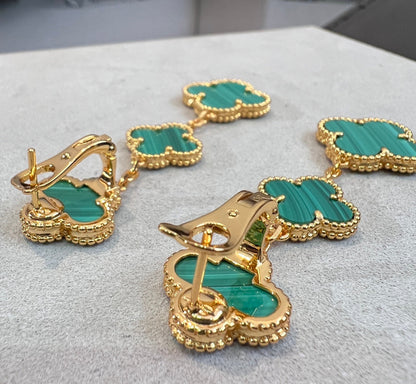 [CLOVER JEWELRY]CLOVER MALACHITE 3 MOTIFS GOLD