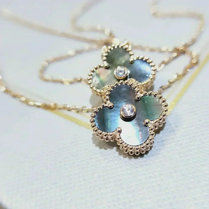 [Clover Jewelry]CLOVER 15MM DIAMOND AND MOTHER-OF-GREY NECKLACE