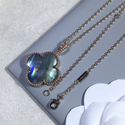 [CLOVER JEWELRY]CLOVER 25MM GOLD DARK MOP BIG CLOVER NECKLACE