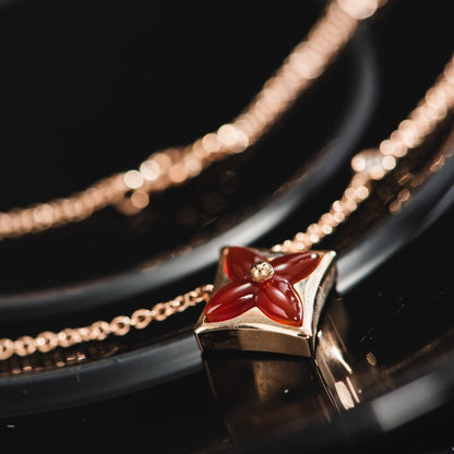 [Clover Jewelry]STAR NECKLACE PINK GOLD 1 DIAMOND