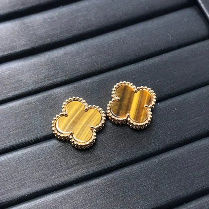 [Clover Jewelry]CLOVER MEDIUM 1 MOTIFS TIGER EYE EARRINGS