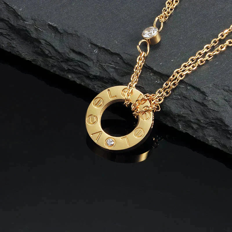 [CLOVER JEWELRY]LOVE NECKLACE 16MM 2 DIAMONDS