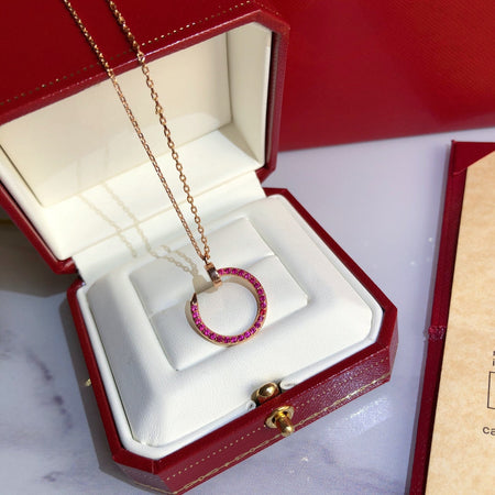 [Clover Jewelry]JUSTE NECKLACE GOLD RED DIAMONDS