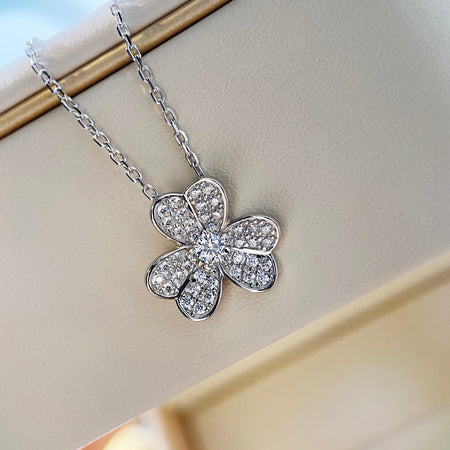 [CLOVER JEWELRY]CLOVER DIAMOND NECKLACE SILVER