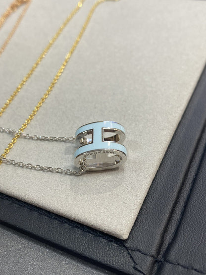[Clover Jewelry]POP H LIGHT BLUE NECKLACE