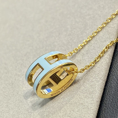 [Clover Jewelry]POP H LIGHT BLUE NECKLACE