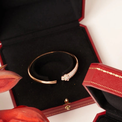 [Clover Jewelry]PANTHERE ROSE GOLD DIAMOND OPEN BRACELET