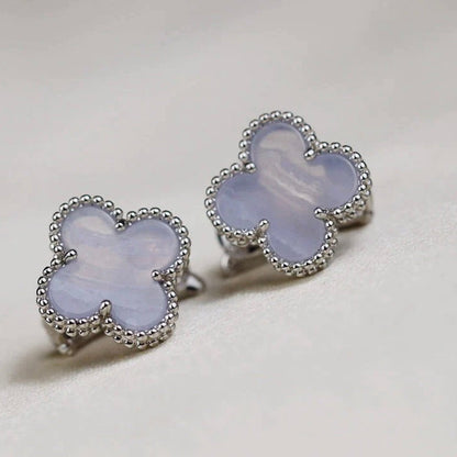 [Clover Jewelry]CLOVER MEDIUM 1 MOTIFS  WHITE MOP EARRINGS SILVER