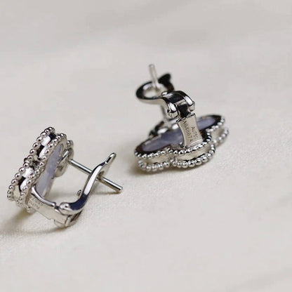 [Clover Jewelry]CLOVER MEDIUM 1 MOTIFS  WHITE MOP EARRINGS SILVER