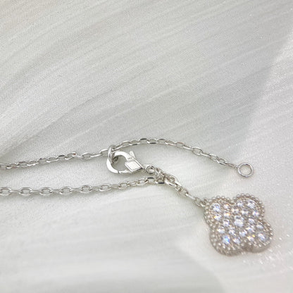 [CLOVER JEWELRY]CLOVER 5 MOTIFS SILVER DIAMONDS NECKLACE