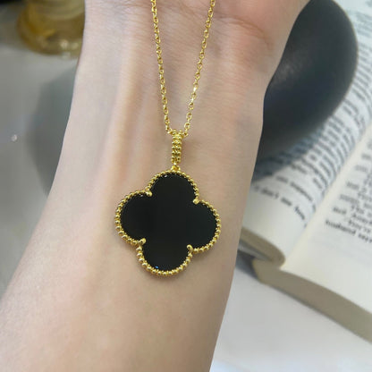 [CLOVER JEWELRY]CLOVER 25MM NECKLACE GOLD ONYX