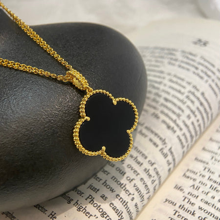 [CLOVER JEWELRY]CLOVER 25MM NECKLACE GOLD ONYX