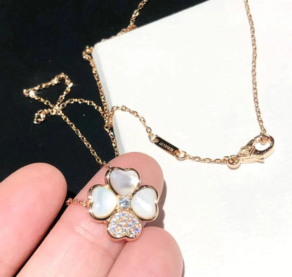 [CLOVER JEWELRY]CLOVER MOP DIAMOND ROSE GOLD NECKLACE