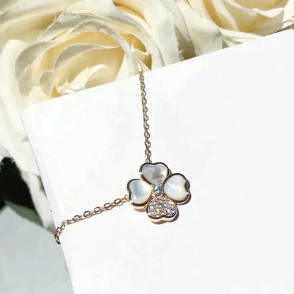 [CLOVER JEWELRY]CLOVER MOP DIAMOND ROSE GOLD NECKLACE