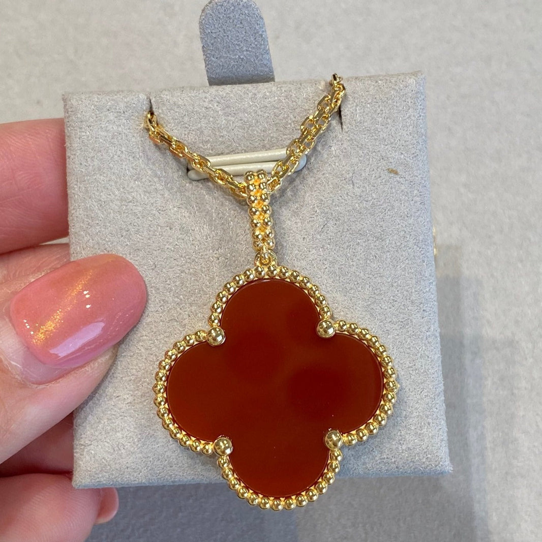 [CLOVER JEWELRY]CLOVER 25MM NECKLACE GOLD CARNELIAN